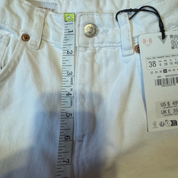 nwt Zara white mid rise full length wide leg jeans **run small - Picture 6 of 12